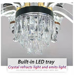 Qulik QL-8852-8-4 Golden & Black Iron LED Ceiling Lamp - Modern Nordic Double Layer Crystal Chandelier with 12 Lamps