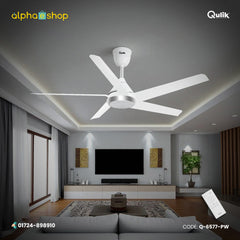 Qulik Alpha Edge 5B 53" energy saving BLDC remote control ceiling fan in Parle White (Q-6577-PW).