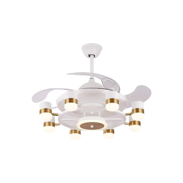 Qulik 48" modern chandelier retractable invisible blade remote ceiling fan with 3 color change LED in White (Q-K6503-WH).