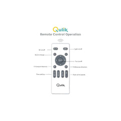 Qulik remote control operation guide diagram for retractable invisible blade chandelier ceiling fan (Q-K6503-WH).