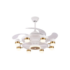 Qulik 48" modern chandelier retractable invisible blade remote ceiling fan with 3 color change LED in White (Q-K6503-WH).