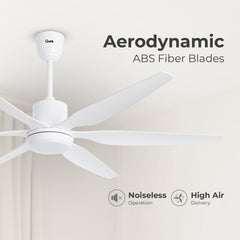 Qulik Silex 66"- Modern Decorative Silent ABS Blade Under light with Remote Ceiling Fan (White) Q-6507-W