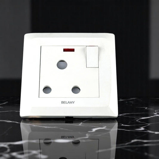 Belamy White 3 Pin Socket With Switch | BE-125-SW