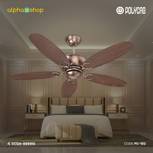 Polycab Superia SP04 48" Remote Control BLDC Ceiling Fan (Antique Copper Rosewood) PC-102