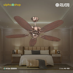 Polycab Superia SP04 48" Remote Control BLDC Ceiling Fan (Antique Copper Rosewood) PC-102
