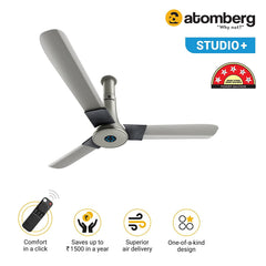 Atomberg Studio+ 48" 35W BLDC motor Energy Saving Anti-Dust Speed Indicator Light Ceiling Fan with Remote Control (Sand Grey ) AT-124