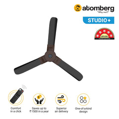 Atomberg Studio+ 48" 35 Watt BLDC motor Energy Saving Anti-Dust Speed Indicator Light Ceiling Fan with Remote Control ( Earth Brown) AT-104