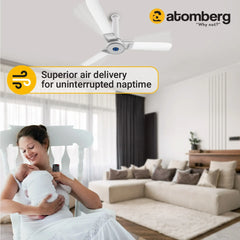 Atomberg Studio+ 48" 35W BLDC motor Energy Saving Anti-Dust Speed Indicator Light Ceiling Fan with Remote Control  ( Marble White )  AT-106