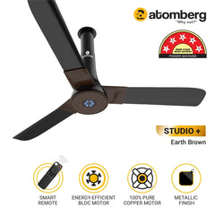 Atomberg Studio+ 48" 35 Watt BLDC motor Energy Saving Anti-Dust Speed Indicator Light Ceiling Fan with Remote Control ( Earth Brown) AT-104