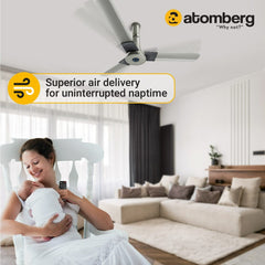 Atomberg Studio+ 48" 35W BLDC motor Energy Saving Anti-Dust Speed Indicator Light Ceiling Fan with Remote Control (Sand Grey ) AT-124