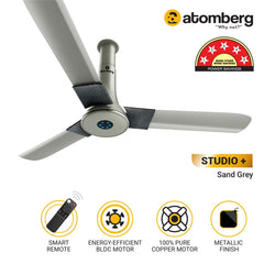 Atomberg Studio+ 48" 35W BLDC motor Energy Saving Anti-Dust Speed Indicator Light Ceiling Fan with Remote Control (Sand Grey ) AT-124