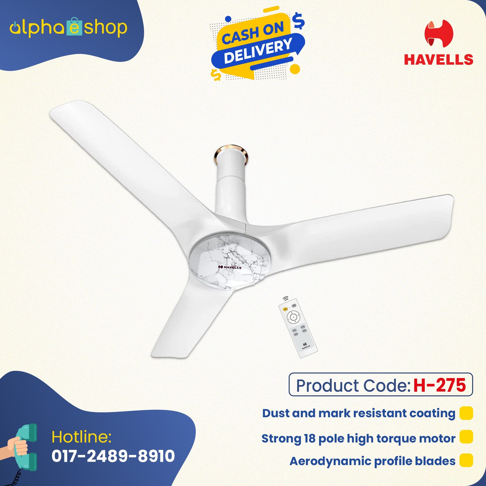 Havells Stealth Prime BLDC 48" (Marble Pearl White) H-275