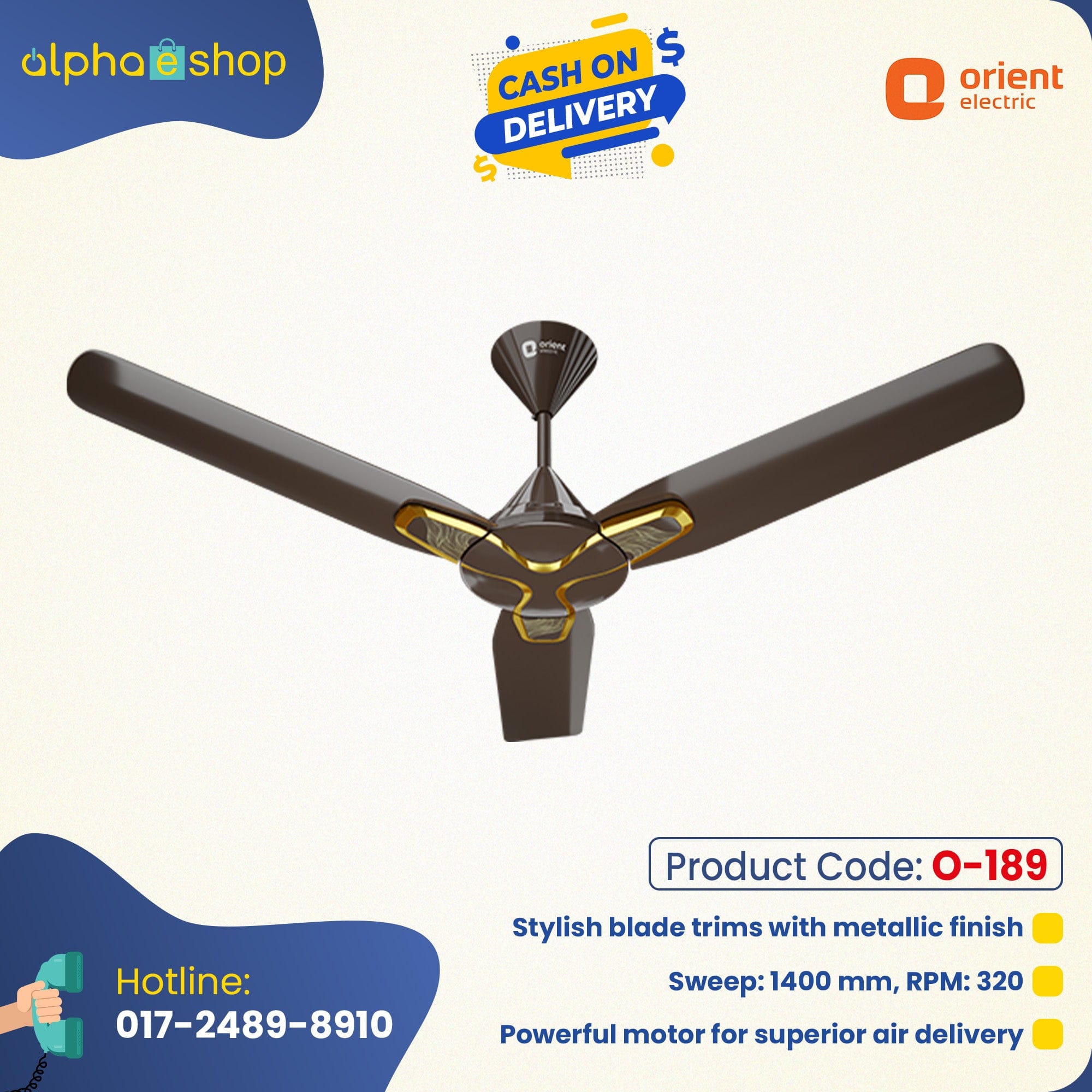 Orient Jazz Art 48'' Ceiling Fan Fire Waves Art-Hickory Brown (O-189)