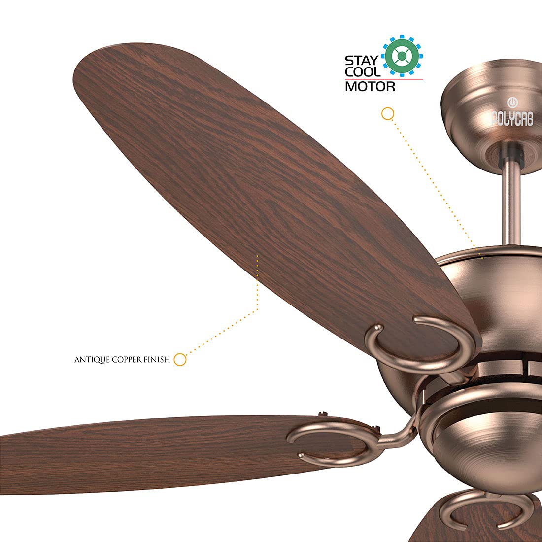 Polycab Superia SP04 48" Ceiling Fan (Antique Copper Rosewood) PC-102