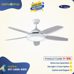 Yamade Alpha 52" White underlight Remote Ceiling fan Y-516