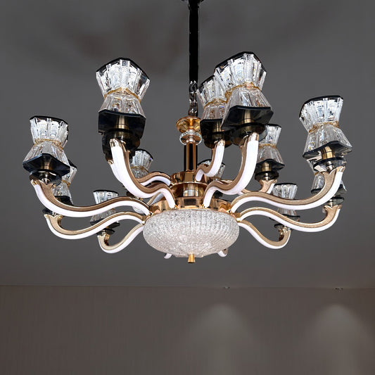 Qulik Modern Nordic Candle Crystal Chandelier Pendant Hanging 3 color LED Ceiling Light (QL-2011-10-5)