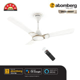Atomberg Erica Smart+ 48'' 28 Watt BLDC motor Energy Saving Anti-Dust Speed Indicator Light Ceiling Fan with Remote Control  (Snow White  ) AT-134