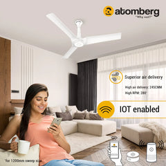 Atomberg Aris Starlight 48" Silent Energy Efficient BLDC Motor With Smart IoT and IR Remote Ceiling Fan (Marble White) AT-125