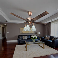 Breezelux  52" Artistically Crafted Traditional Decorative Silent Under Light Remote Ceiling Fan ( Antique Copper ) BL-1996-AC