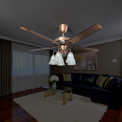 Breezelux  52" Artistically Crafted Traditional Decorative Silent Under Light Remote Ceiling Fan ( Antique Copper ) BL-1996-AC