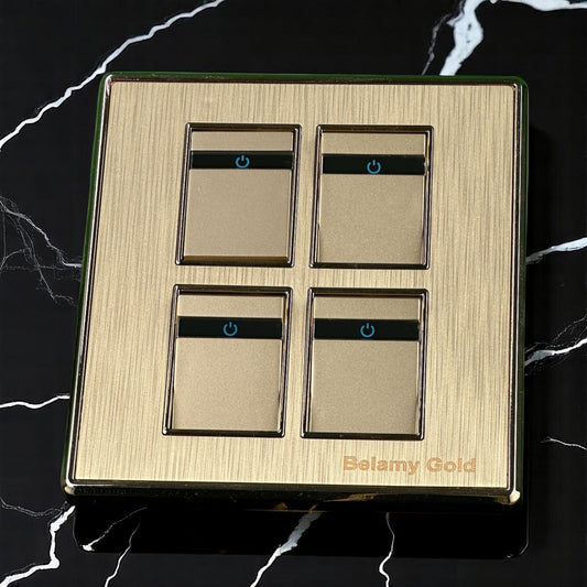 Belamy Golden 4 Gang 1 Way Switch| BE-136-SW