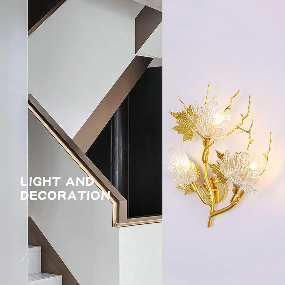 Qulik P6046 Nordic Style Pendant Light - 3-lights Maple Leaf Sconce Metal Aluminum Fixture with Glass Shade