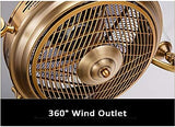 Qulik Q-9074-8 48 Inch Modern Chandelier Ceiling Fan - 4-Blade, LED Light, 3 Color Change, Remote Control (Golden)