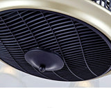 Qulik 48" Modern Chandelier Retractable Invisible Blade Silent 3 Color Change LED Remote Ceiling Fan (Black) Q-9076