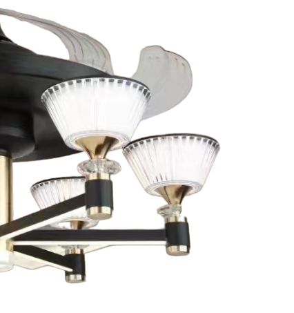 Qulik 48-inch Chandelier Ceiling Fan - Modern Design, LED Light, Remote Control