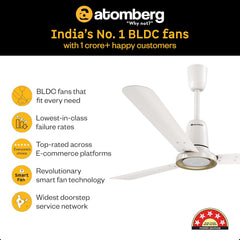 Atomberg Studio Nexus Smart 1400mm BLDC Ceiling Fan with IoT & Remote Control (Pearl White)| AT-149