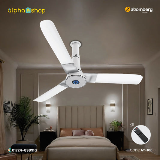 Atomberg Studio+ 48" 35W BLDC motor Energy Saving Anti-Dust Speed Indicator Light Ceiling Fan with Remote Control  ( Marble White )  AT-106