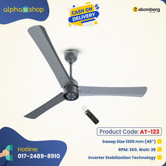 Atomberg Renesa+ 48" 28W BLDC motor Energy Saving Anti-Dust Speed Indicator Light  Ceiling Fan with Remote Control (Sand Grey) AT-123