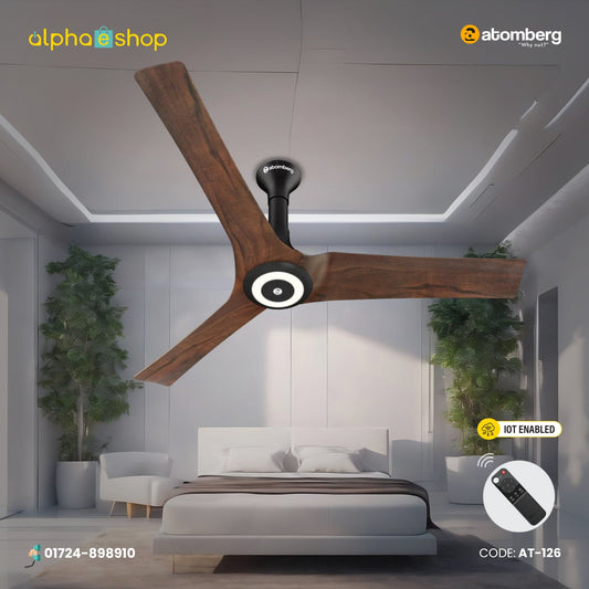 Atomberg Aris Starlight 48" Silent Energy Efficient BLDC Motor With Smart IoT and IR Remote Ceiling Fan (Dark Teakwood) AT-126