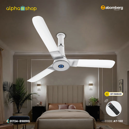 Atomberg Studio Smart+ 48" 35 Watt BLDC motor Energy Saving Anti-Dust Speed Indicator Light  Ceiling Fan with Remote Control ( White) AT-130