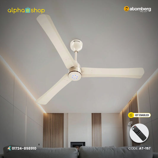 Atomberg Renesa Halo Smart 1400mm BLDC Ceiling Fan with Remote Control & LED Indicators (Seasand Ivory)  | AT-157