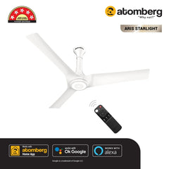 Atomberg Aris Starlight 48" Silent Energy Efficient BLDC Motor With Smart IoT and IR Remote Ceiling Fan (Marble White) AT-125