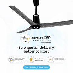 Atomberg Aris Contour Smart 48-inch BLDC fan in Smoke Wood with 3 blades, AdvanceAir+ technology and 250 CMM airflow, model AT-169.