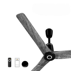 Atomberg Aris Contour Smart 48-inch BLDC ceiling fan in Smoke Wood with 3 blades, IoT connectivity and remote control, model AT-169.