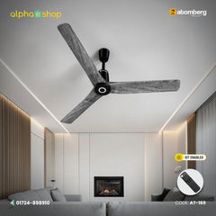 Atomberg Aris Contour Smart 48-inch BLDC ceiling fan in Smoke Wood with 3 blades, IoT enabled control and remote, model AT-169.