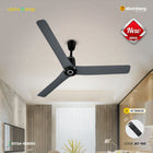 Atomberg Aris Contour Smart 48 inch BLDC ceiling fan in Regent Grey, model AT-142, featuring a sleek premium three-blade design.