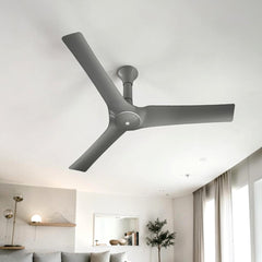 Atomberg Aris Gladius 1200mm smart BLDC ceiling fan in sand grey finish, featuring an aerodynamic 3-blade design and IoT connectivity.
