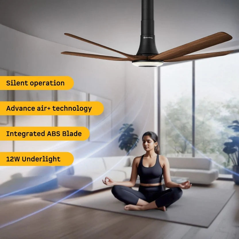 Atomberg Emperion Magna Smart 50-inch BLDC fan with silent operation, AdvanceAir+, integrated ABS blades and 12W underlight.