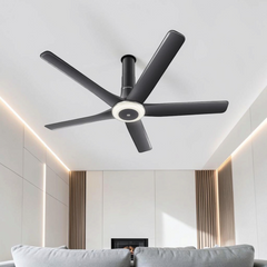 Atomberg Emperion Magna Smart 50-inch BLDC ceiling fan in Lava Grey Gloss Metallic with 5 blades and integrated underlight.