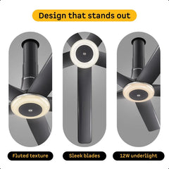 Atomberg Emperion Magna Smart 50-inch BLDC ceiling fan in Lava Grey with fluted texture, sleek blades and 12W underlight.