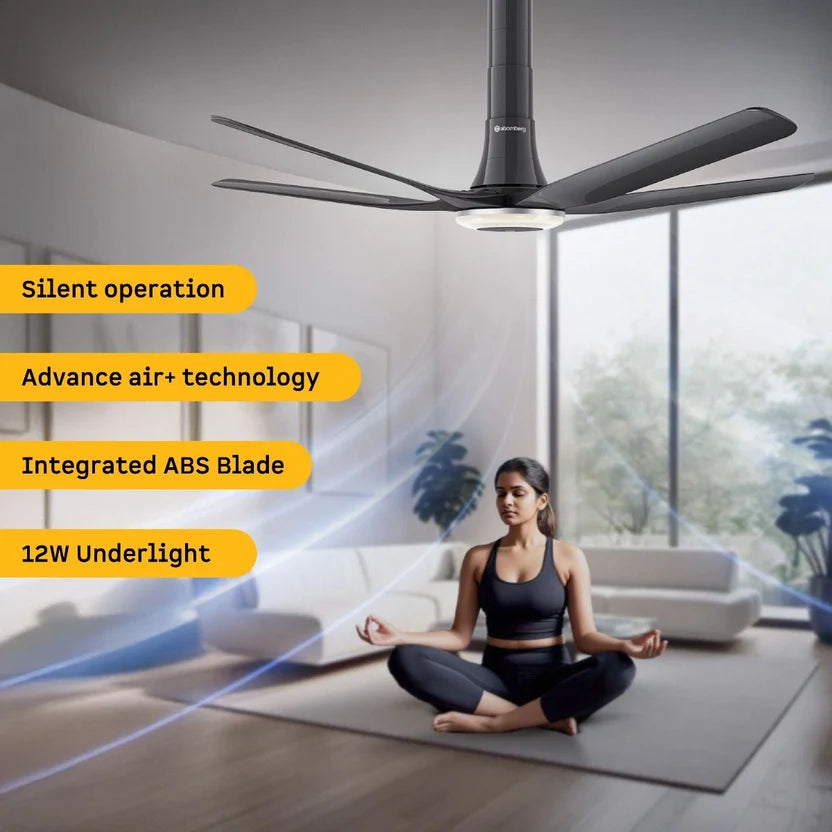 Atomberg Emperion Magna Smart 50-inch BLDC ceiling fan in Lava Grey with silent operation, AdvanceAir+, ABS blades and 12W underlight.