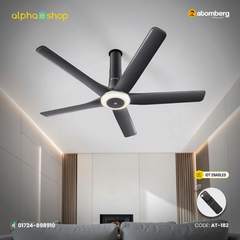 Atomberg Emperion Magna Smart 50-inch BLDC ceiling fan in Lava Grey with 5 blades, gloss metallic finish, IoT and remote control.