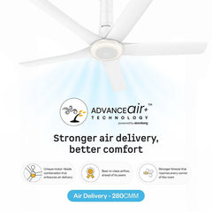 Atomberg Emperion Magna Smart 50-inch BLDC ceiling fan in Pearl White with AdvanceAir+ Technology and 280 CMM air delivery.