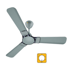 Atomberg Erica Nuvo 1200mm smart BLDC ceiling fan in misty teal finish, showcasing its 3-blade aerodynamic design and compatibility with a regulator.