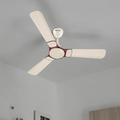 Atomberg Erica Nuvo 1200mm smart BLDC ceiling fan in seasand ivory finish, featuring an aerodynamic 3-blade design and energy-efficient motor.