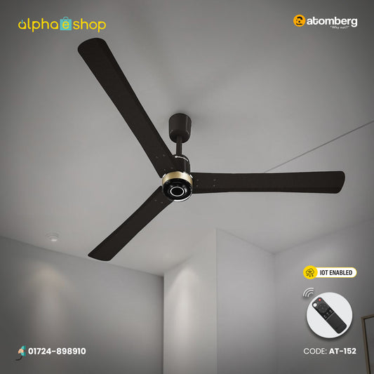 Atomberg Renesa Elite smart 1400mm BLDC ceiling fan in earth brown with IoT features and remote control, available at Alphaeshop in AT-152_F.jpg.